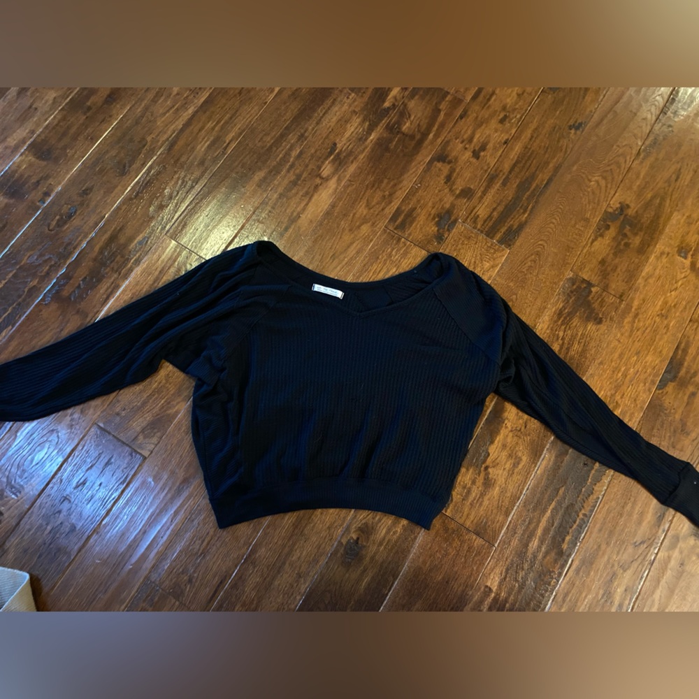 We The Free Black Ribbed Sweatshirt